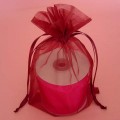 Flat Organza Gift Bag with 2 Satin Ribbon Wine 10/PK